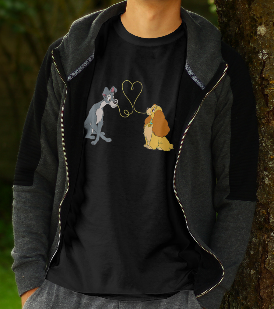 Disney Lady And The Tramp Bella Notte Spaghetti Heart Scene T-Shirt