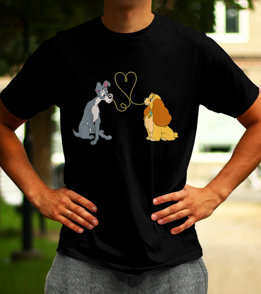 Disney Lady And The Tramp Bella Notte Spaghetti Heart Scene T-Shirt