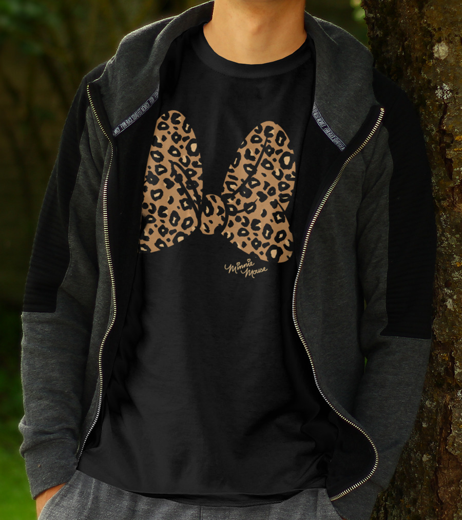 Disney Minnie Mouse Leopard Print Bow Minnie Mouse T-Shirt