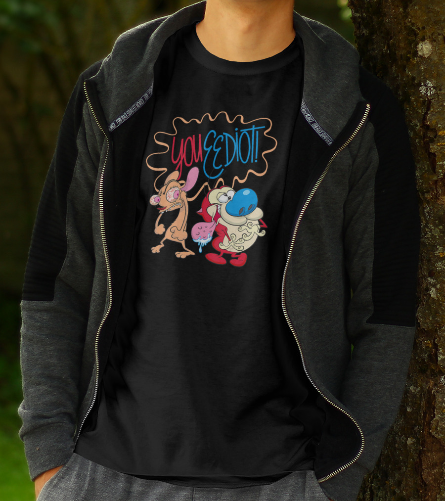 Ren And Stimpy You Eediot With Colorful Speech Bubble T-Shirt