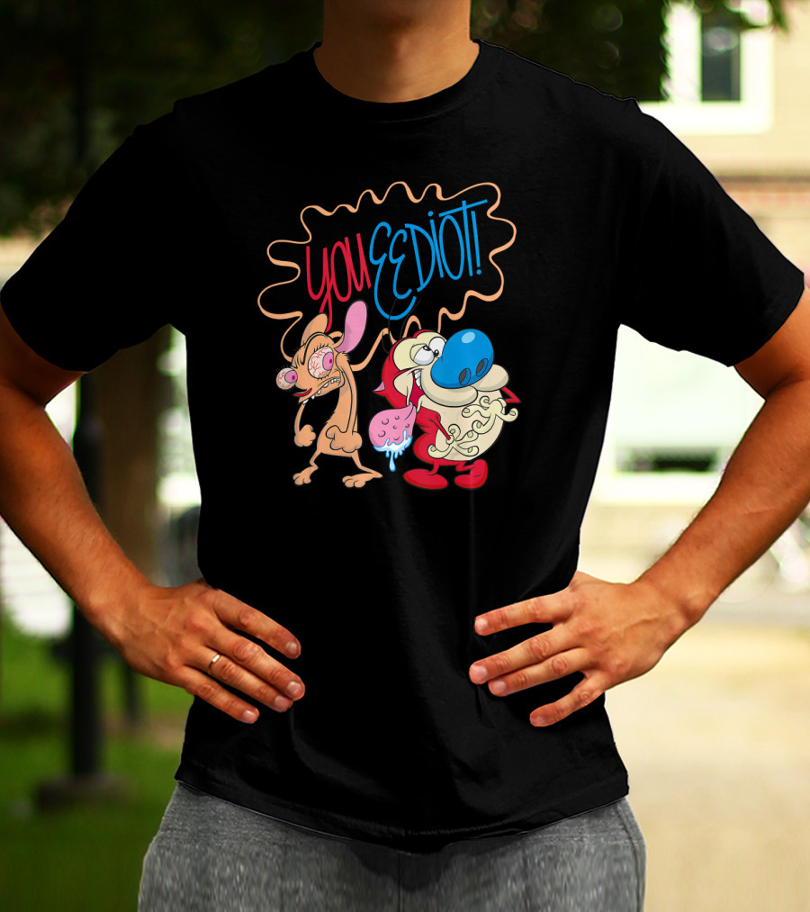 Ren And Stimpy You Eediot With Colorful Speech Bubble T-Shirt