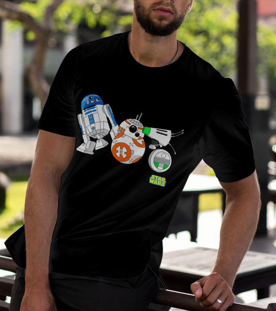 Star Wars The Rise Of Skywalker Droid Cartoon Lineup R2-D2 BB-8 D-O T-Shirt