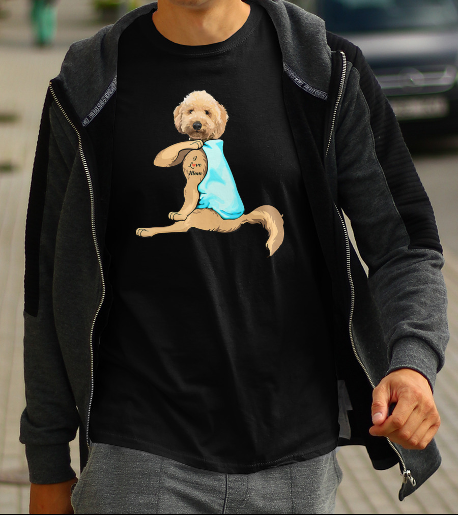 Funny Dog Goldendoodle I Love Mom Tattoo T-Shirt
