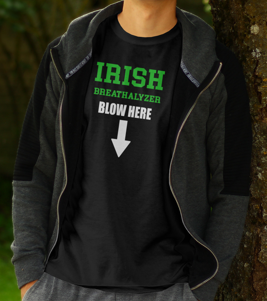Irish Breathalyzer Blow Here St. Patrick's Day Arrow T-Shirt