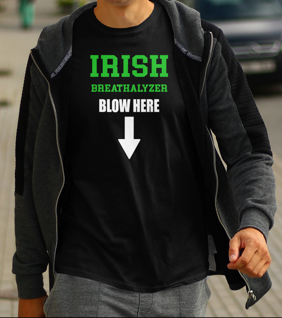 Irish Breathalyzer Blow Here St. Patrick's Day Arrow T-Shirt