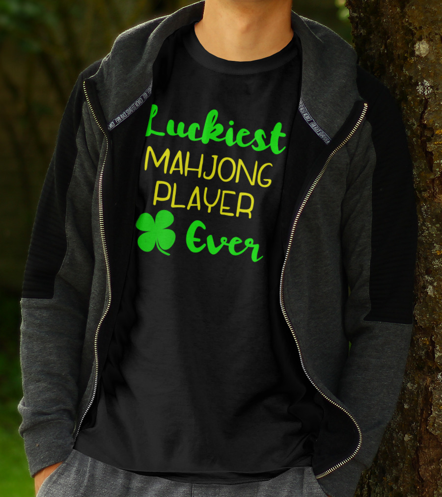 Luckiest Mahjong Player Ever St Patrick's Day Irish Clover T-Shirt