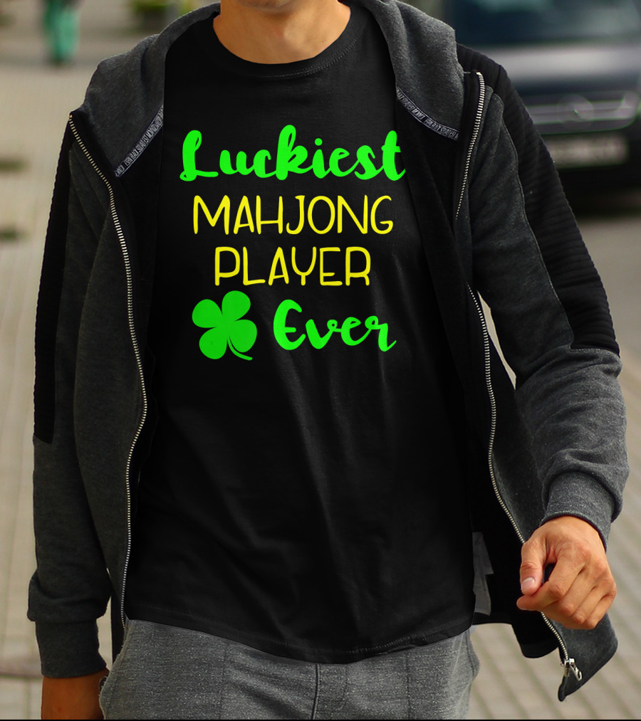 Luckiest Mahjong Player Ever St Patrick's Day Irish Clover T-Shirt