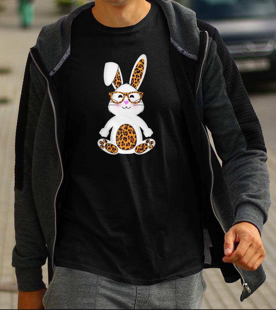Leopard Print Bunny With Sunglasses Easter Egg T-Shirt