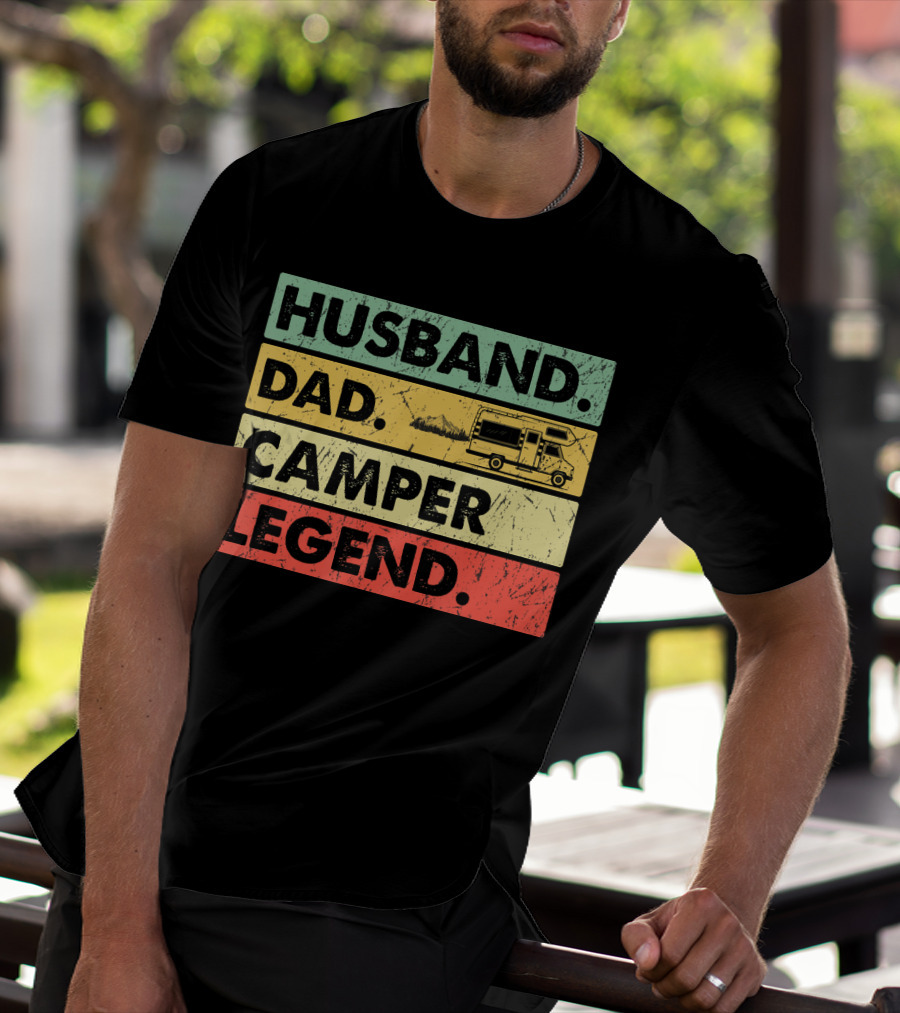 Husband Dad Camper Legend Vintage Retro Camping RV T-Shirt