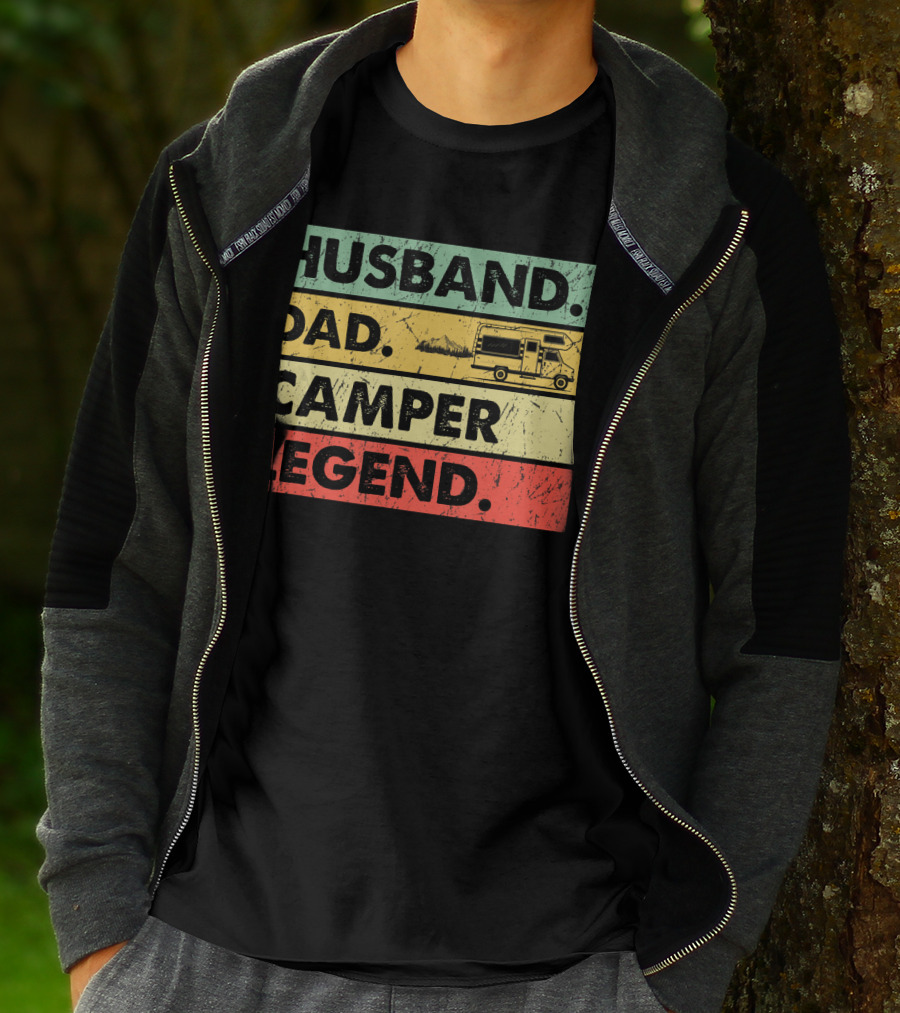 Husband Dad Camper Legend Vintage Retro Camping RV T-Shirt