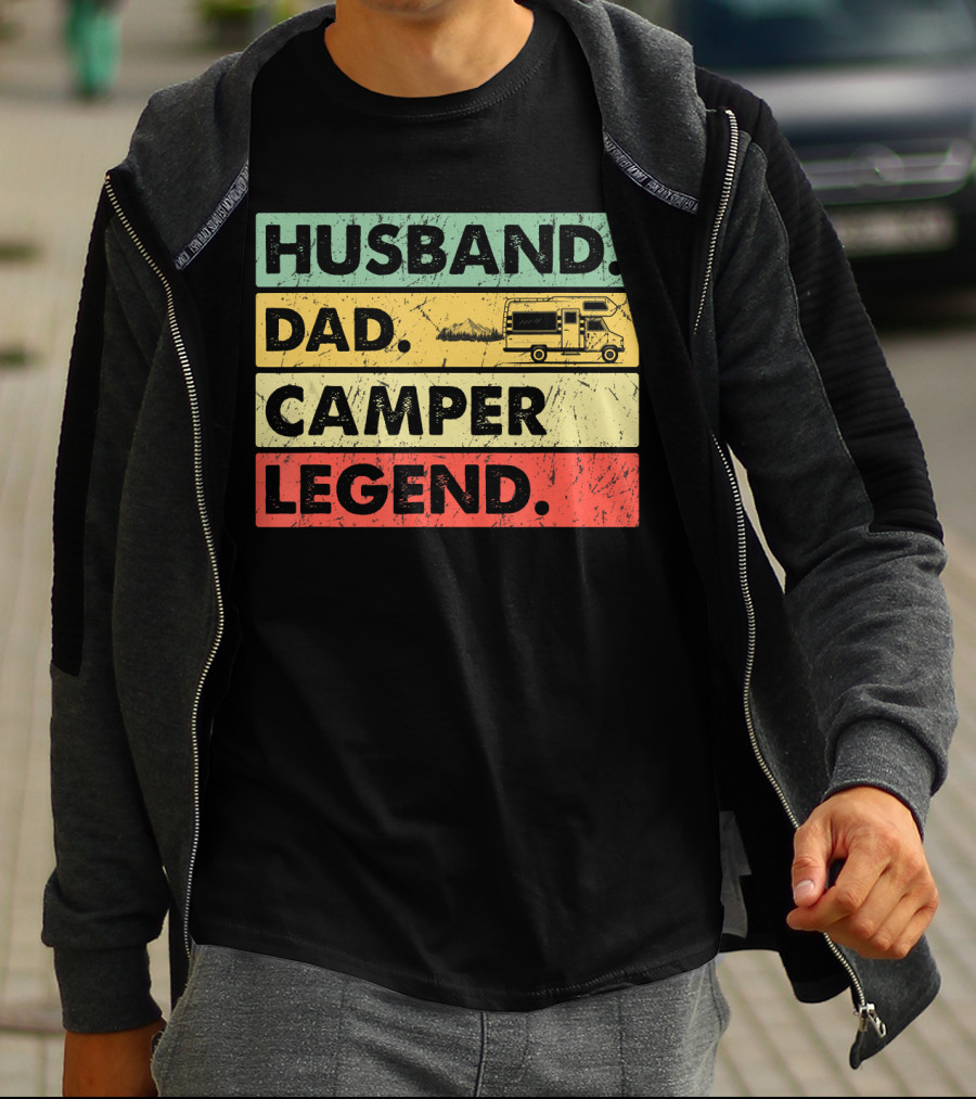 Husband Dad Camper Legend Vintage Retro Camping RV T-Shirt