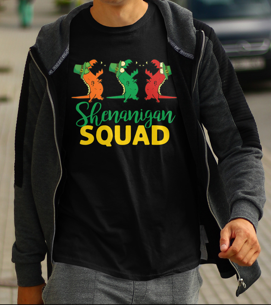Shenanigan Squad T-Rex Dinosaur St Patrick's Day T-Shirt