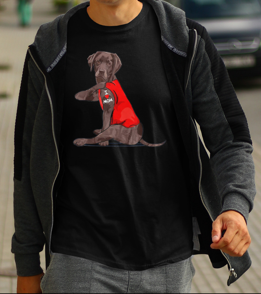 I Love Mom Chocolate Lab Tattoo Labrador Mom T-Shirt