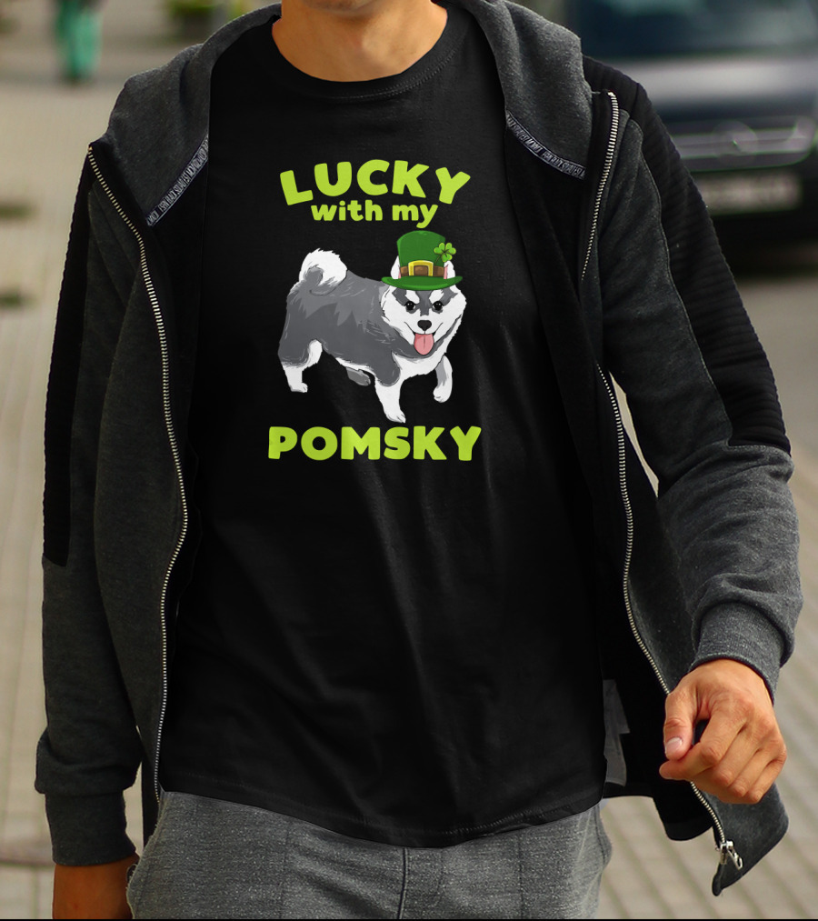 Lucky With My Pomsky St Patrick's Day T-Shirt