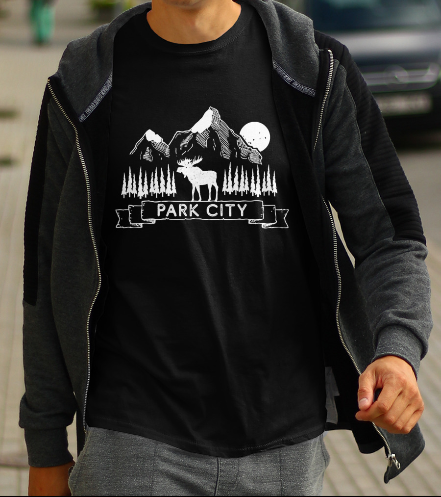Park City Moose Mountain Trees Moon Utah T-Shirt