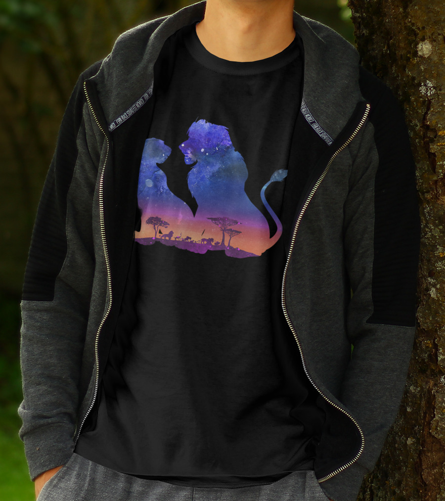 Disney The Lion King Simba And Nala Starry Savannah Silhouette Scene T-Shirt