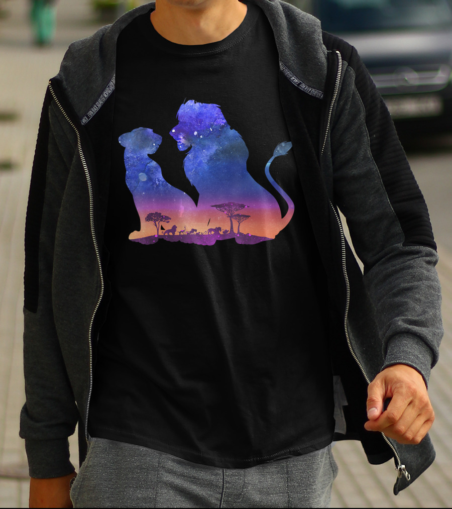 Disney The Lion King Simba And Nala Starry Savannah Silhouette Scene T-Shirt