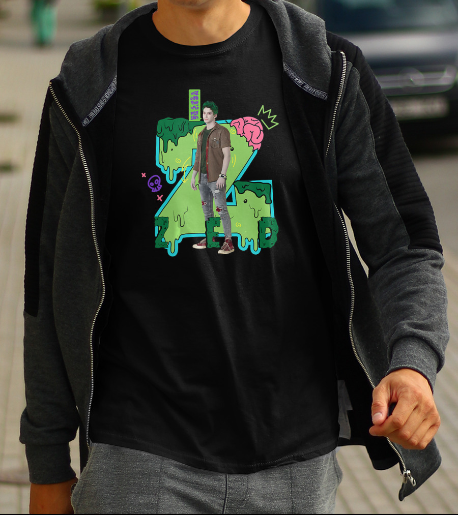 Disney Zombies 2 Zed Character With Slime And Brain Motif T-Shirt