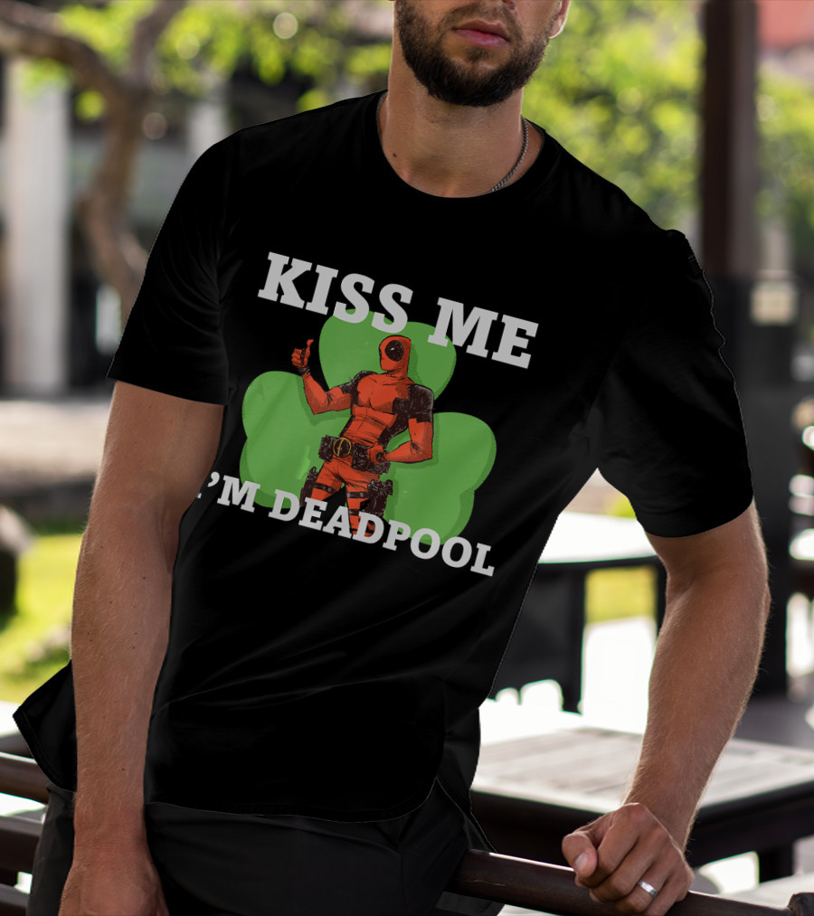 Marvel Kiss Me I'm Deadpool St. Patrick's Day Shamrock T-Shirt