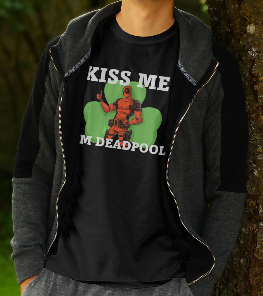 Marvel Kiss Me I'm Deadpool St. Patrick's Day Shamrock T-Shirt