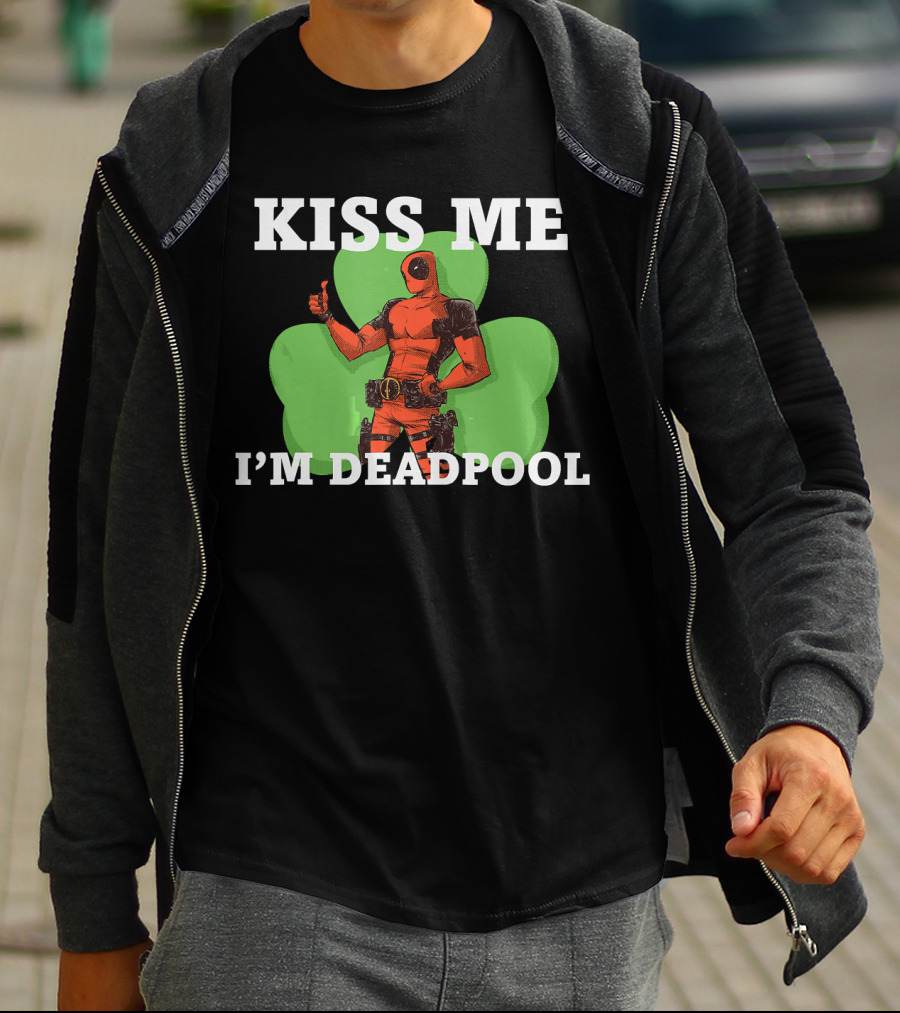 Marvel Kiss Me I'm Deadpool St. Patrick's Day Shamrock T-Shirt