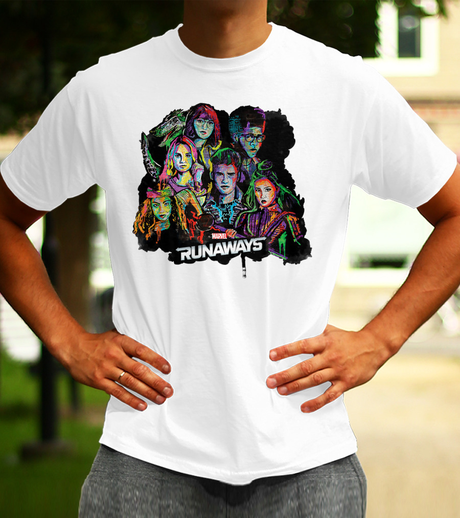 Marvel Runaways Vibrant Character Portraits Group Shot T-Shirt