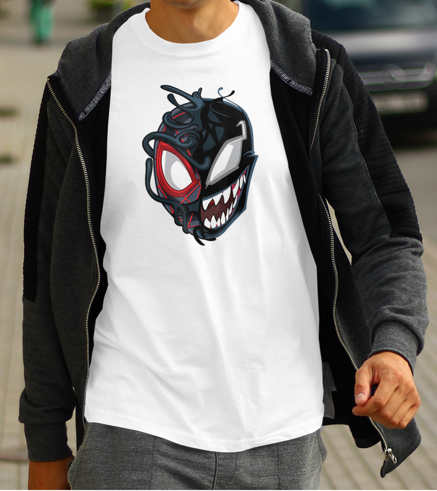 Marvel Maximum Venom Spider-Man Miles Morales Half Venom Face T-Shirt