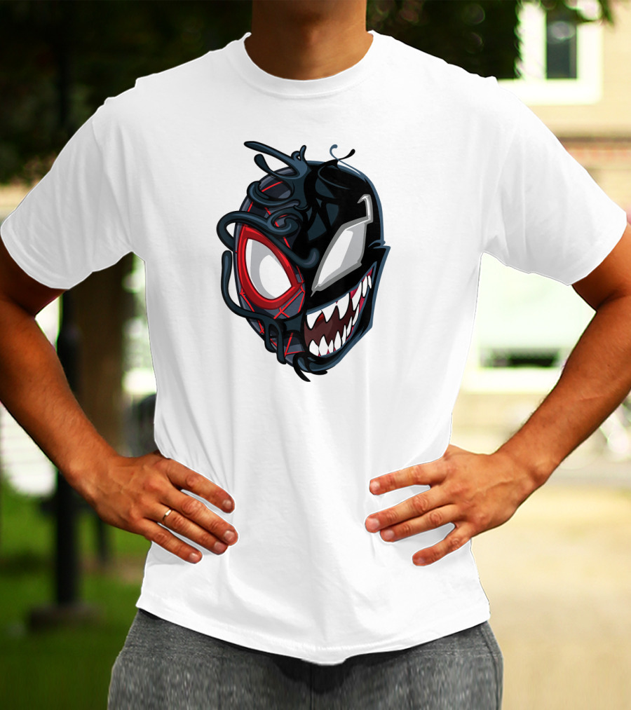 Marvel Maximum Venom Spider-Man Miles Morales Half Venom Face T-Shirt