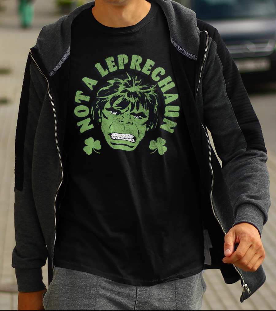 Marvel Hulk St. Patrick's Day Not A Leprechaun With Shamrocks T-Shirt