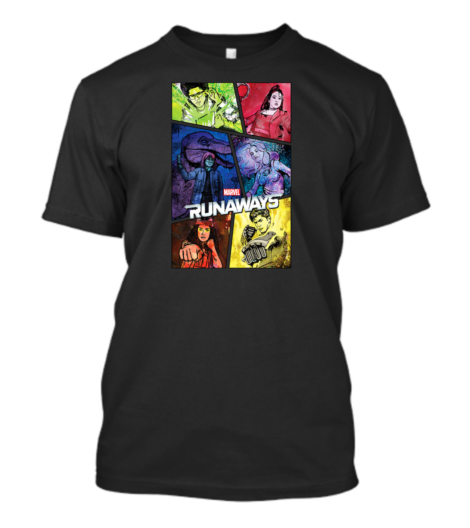 Marvel Runaways Character Color Block Grid With Comic Style T-Shirt