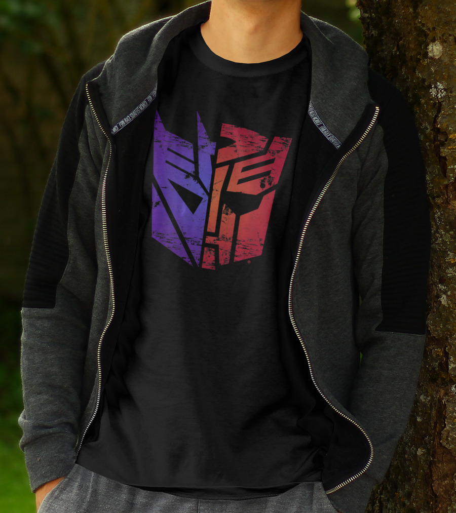 Transformers Decepticon Autobot Split Purple Red T-Shirt
