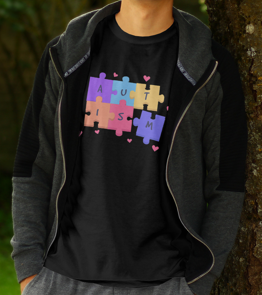 Autism Puzzle Heart Awareness Teacher T-Shirt