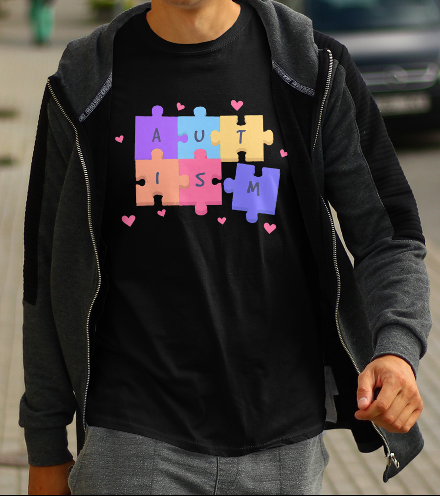 Autism Puzzle Heart Awareness Teacher T-Shirt