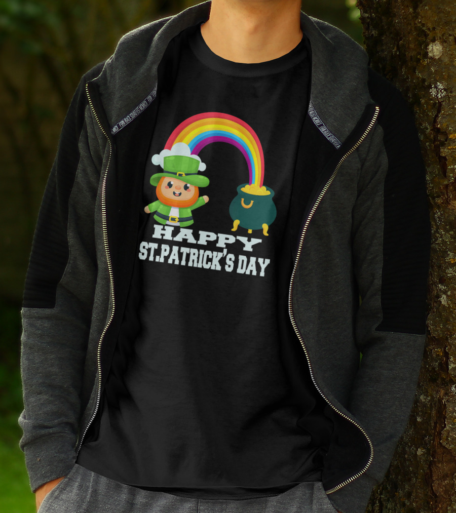 HAPPY ST. PATRICK'S DAY Rainbow Leprechaun Pot Of Gold T-Shirt