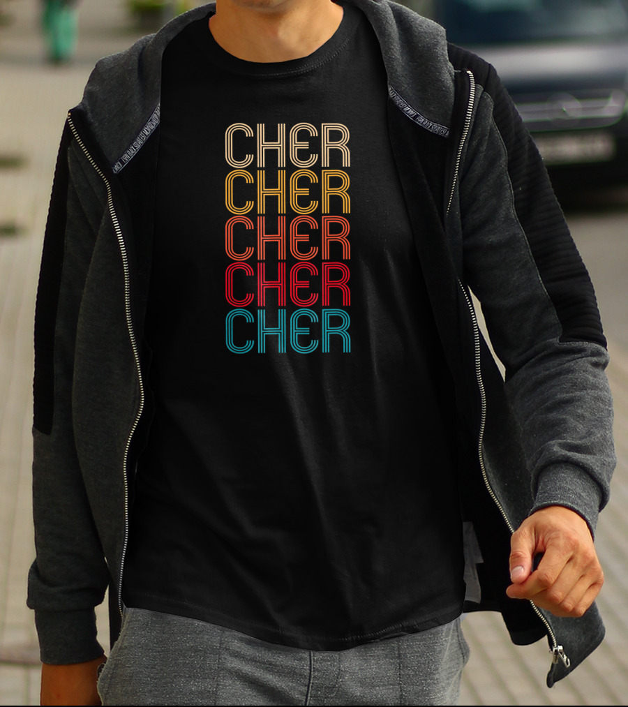 Cher Vintage Style Retro Vibe Multicolor Lines T-Shirt