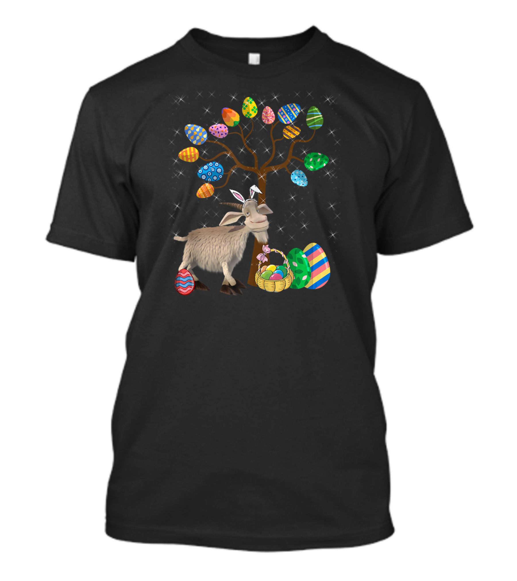 Goat Animal Pet Easter Egg Hunt Under Decorative Egg Tree T-Shirt
