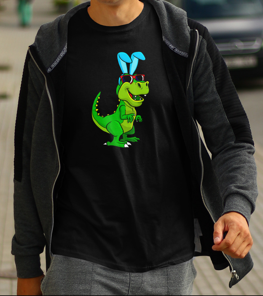 T Rex With Easter Bunny Ears And Sunglasses Dinosaur Lover T-Shirt