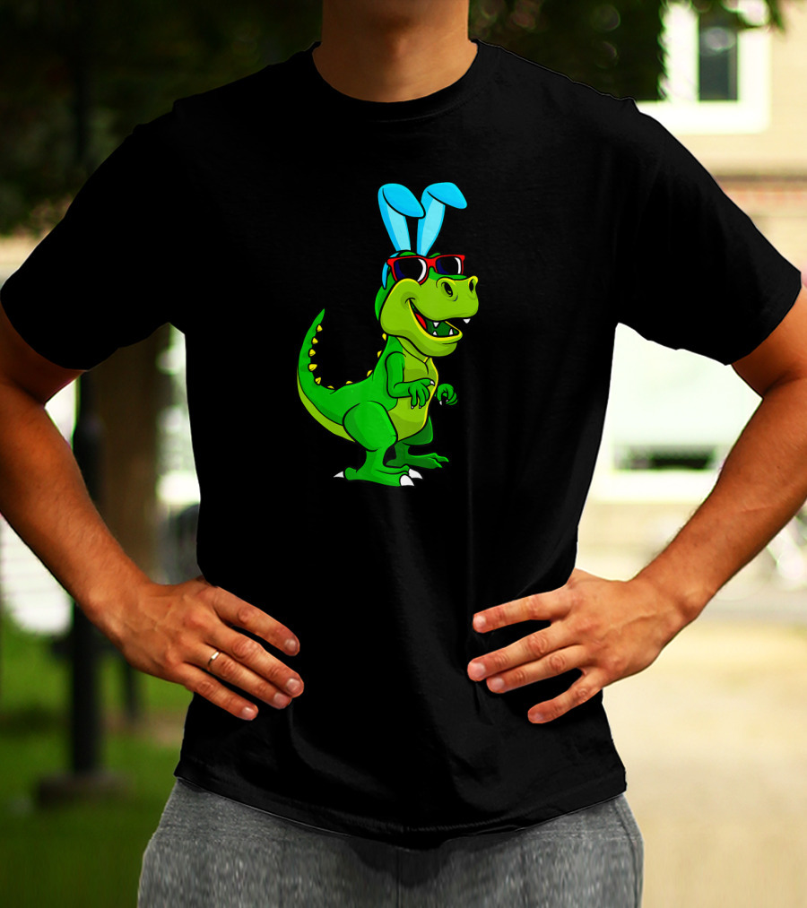 T Rex With Easter Bunny Ears And Sunglasses Dinosaur Lover T-Shirt