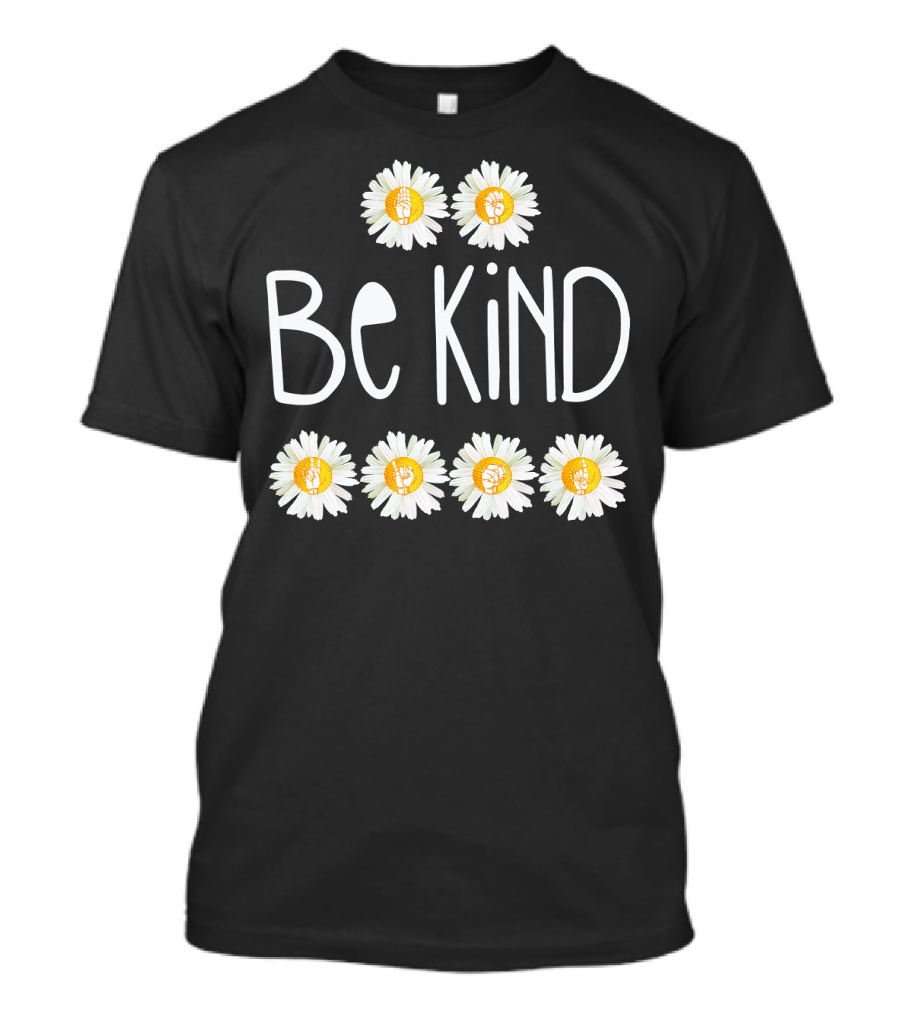 Be Kind Daisy Peace Sign ASL Choose Kindness With Floral Hand Symbols T-Shirt