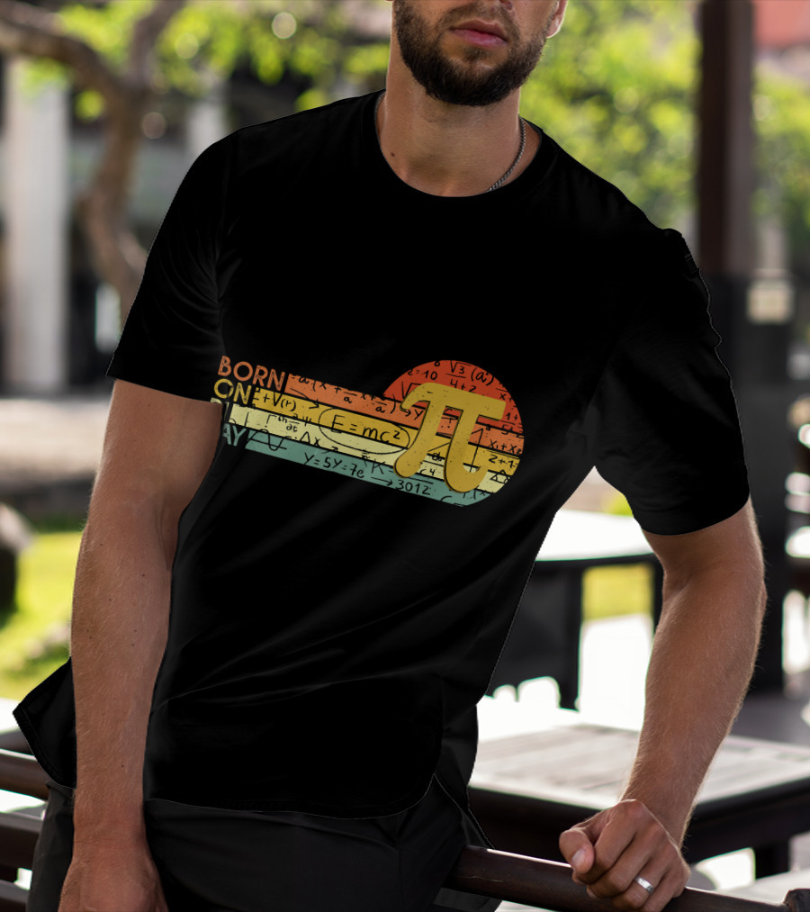 Born On Pi Day Math Equations Vintage Sunset Pi T-Shirt