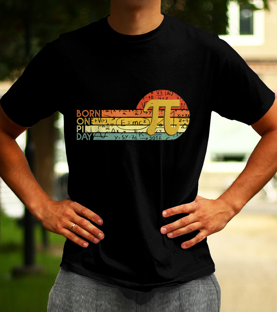 Born On Pi Day Math Equations Vintage Sunset Pi T-Shirt