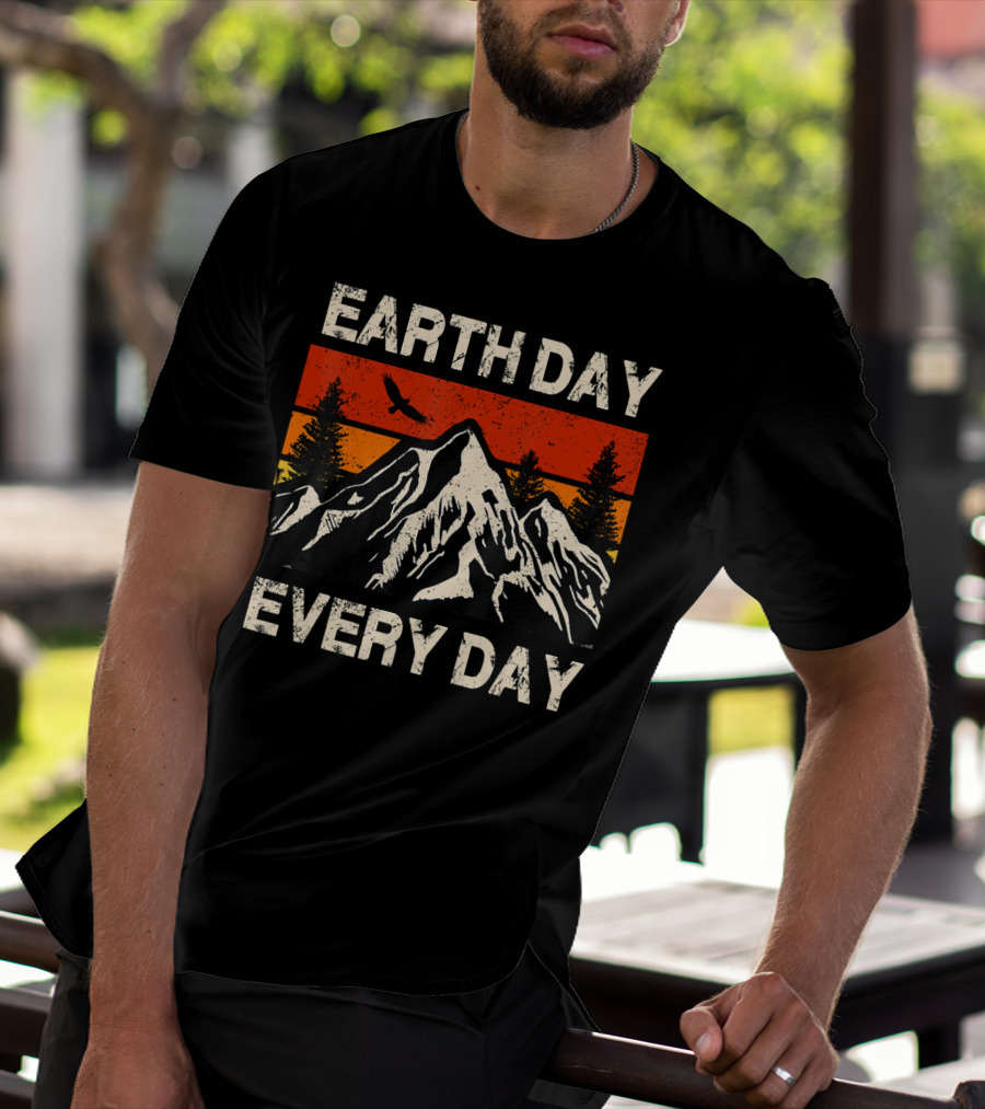 EARTH DAY EVERY DAY Mountain Sunset Forest Eagle T-Shirt
