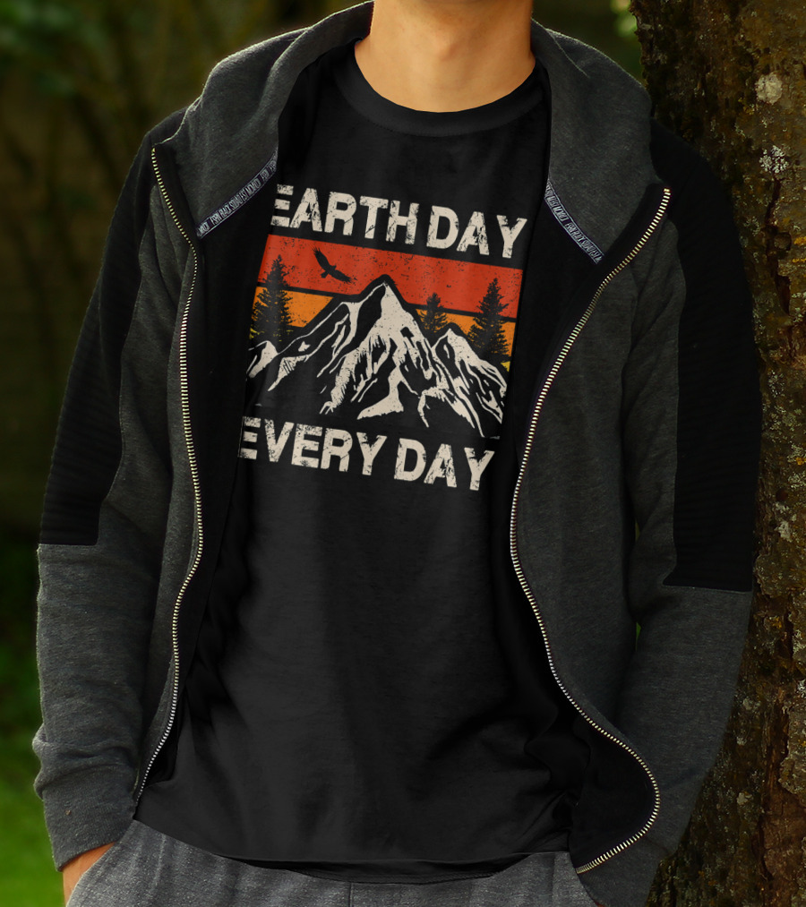 EARTH DAY EVERY DAY Mountain Sunset Forest Eagle T-Shirt
