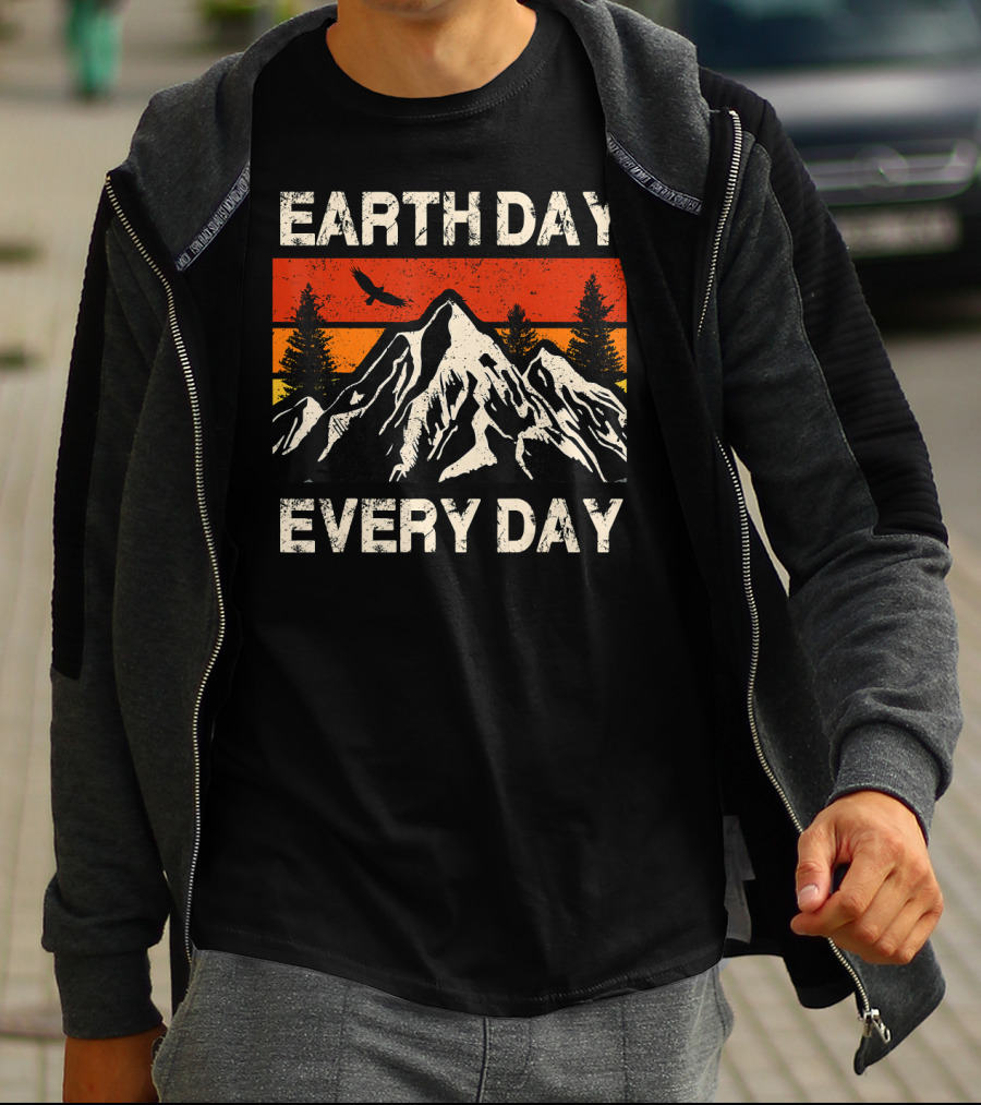 EARTH DAY EVERY DAY Mountain Sunset Forest Eagle T-Shirt