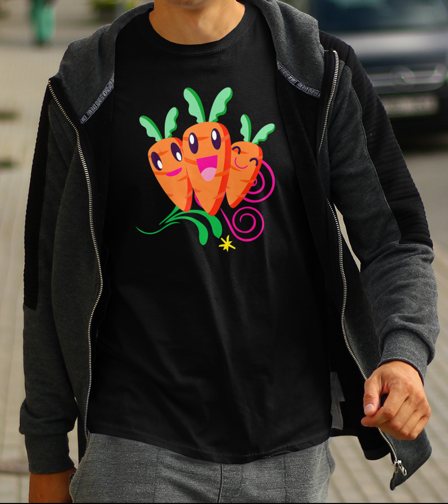 Easter Carrots With Funny Smiling Faces And Playful Expressions T-Shirt