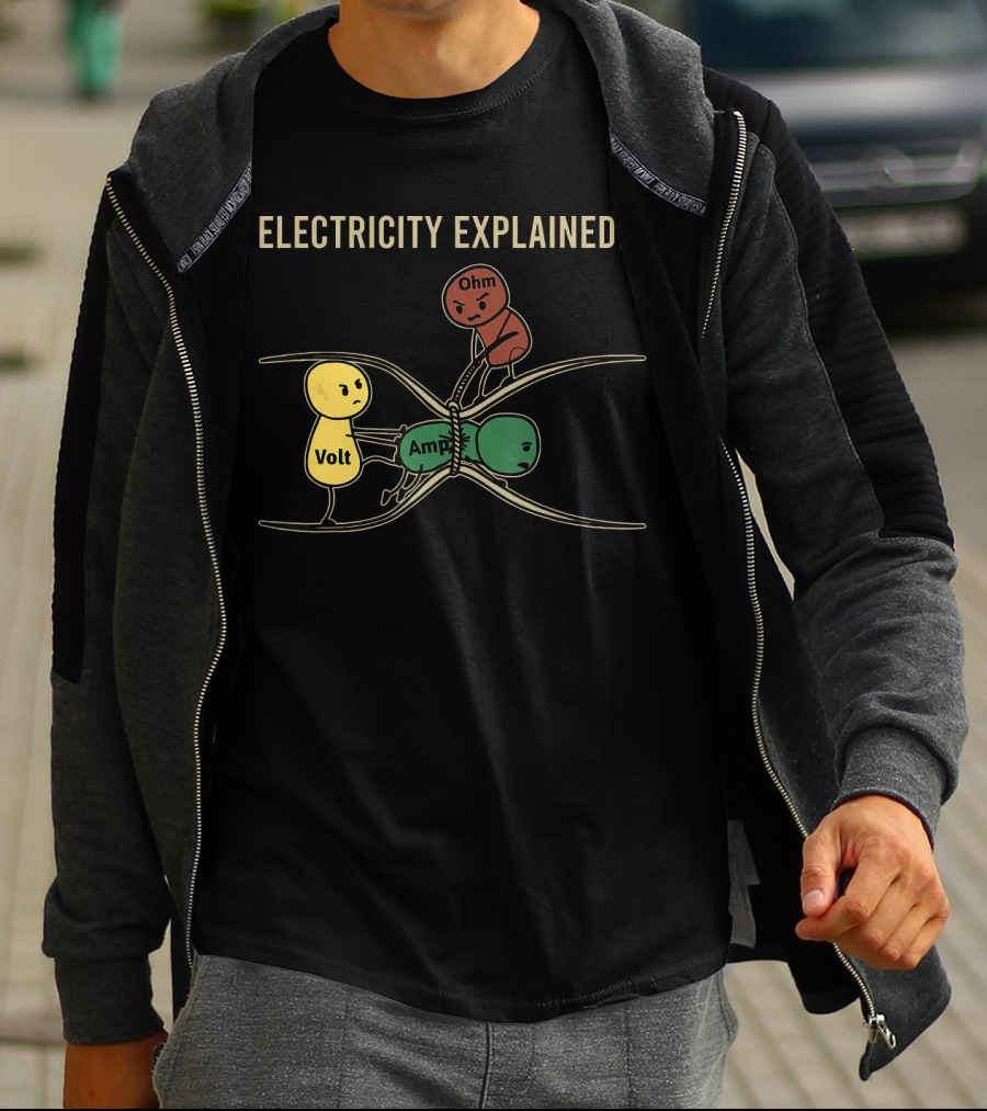 Electricity Explained Volt Amp Ohm Characters Interaction T-Shirt