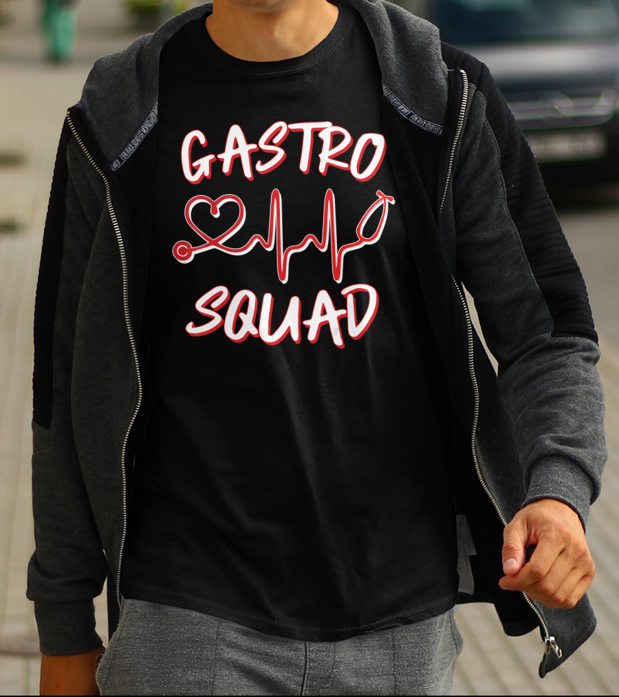 Gastro Squad Gastroenterologist Nurse Heartbeat Stethoscope T-Shirt