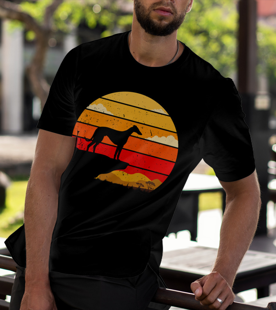 Vintage Italian Greyhound Silhouette Scenic Sunset T-Shirt