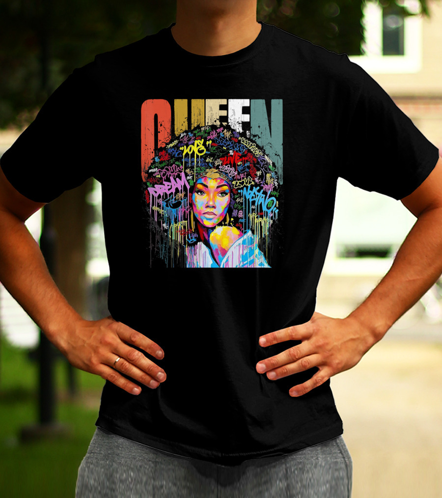Queen African American Educated Strong Graffiti T-Shirt