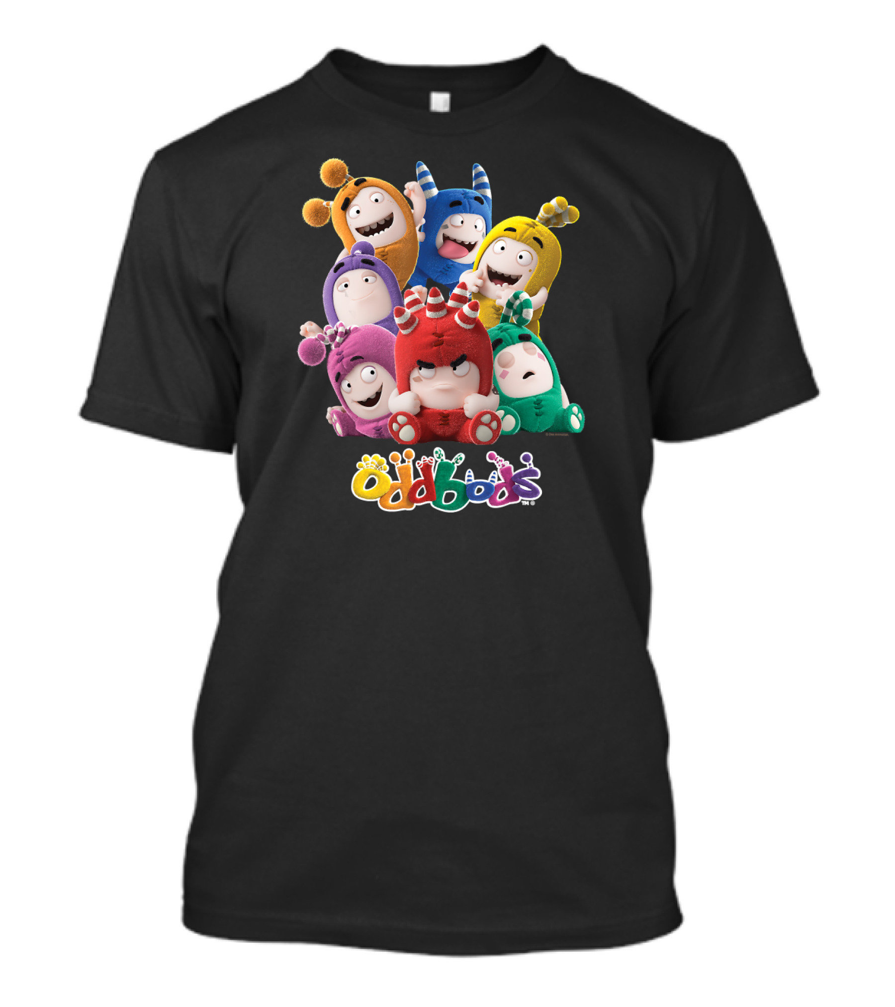 Oddbods All 7 Characters In Colorful Playful Poses T-Shirt